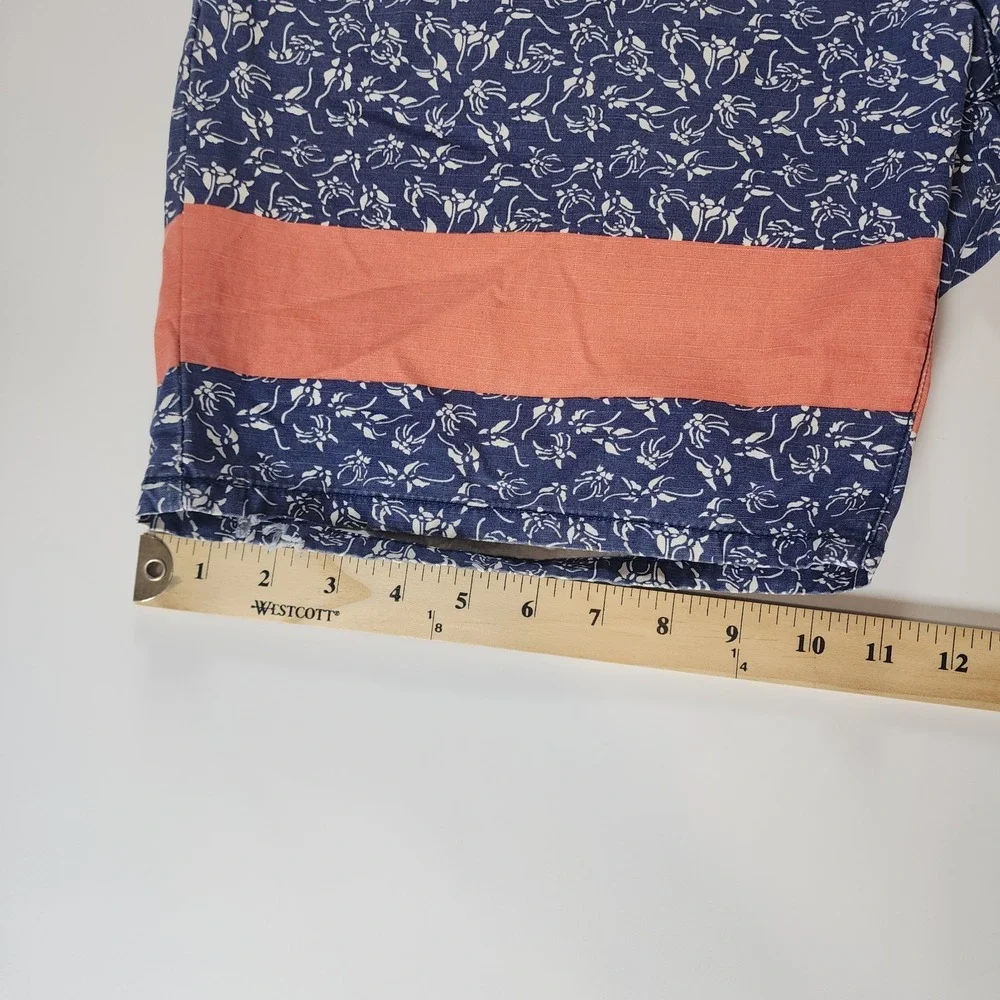 Scotch & Soda Shorts Mens 36 Brown Blue Orange Floral All Over Print Bermuda